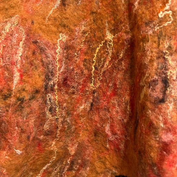 Handmade women’s large felt cheetah print/orange abstract open front vest,artsy - Picture 4 of 6